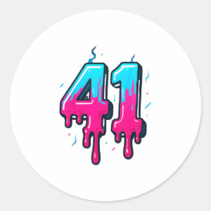 Sticker Rond 41 Glace qui Dégouline Mème Quarante-et-un Quatre