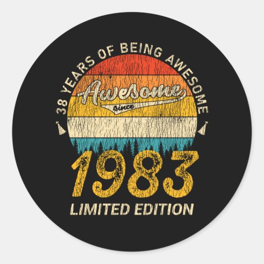 Sticker Rond 42 ans 1983 Retro Awesome 42e anniversaire Cadeau (Devant)