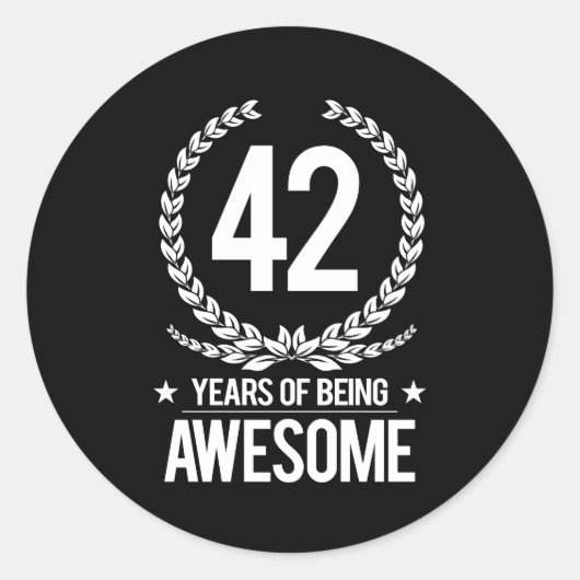 Sticker Rond 42e anniversaire (42 ans d'être génial) (Devant)