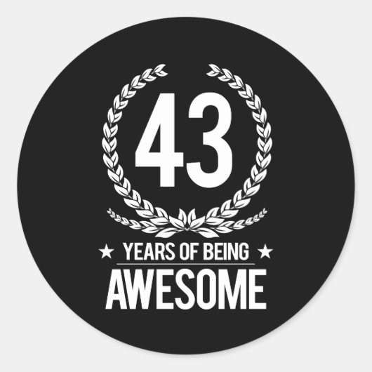 Sticker Rond 43e anniversaire (43 ans d'être génial) (Devant)