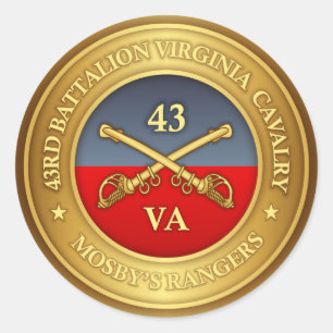 Sticker Rond 43e Bataillon, Virginia Cavalry (Mosby's Rangers)