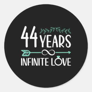 Sticker Rond 44 Ans D'Amour Infini 44E Anniversaire Du Mariage
