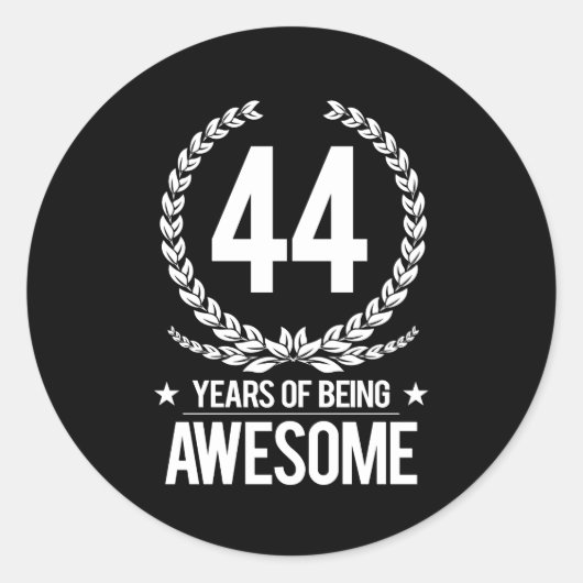 Sticker Rond 44e anniversaire (44 ans d'être génial) (Devant)