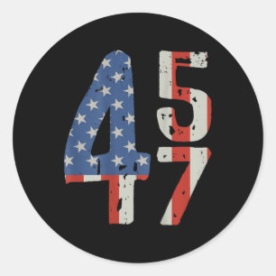 Sticker Rond 45 47 Drapeau américain Trump 2025 (à l'arrière)