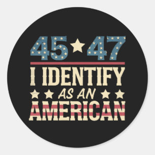 Sticker Rond 45 47 Je M'Identifie Comme Un Drapeau Américain Tr