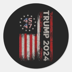 Sticker Rond 45 47 Trump 2025 Drapeau américain _1