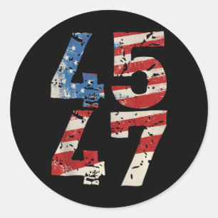 Sticker Rond 45 47 Trump soutient la réélection du drapeau amér