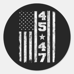 Sticker Rond 45 47 Trump Vintage Usa Drapeau 2025 Président Ell