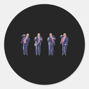 Sticker Rond 45 Le président de la danse Donald J Trump 2024 Ja