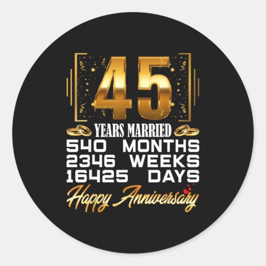 Sticker Rond 45 Mariés 45e Anniversaire de Mariage (Devant)