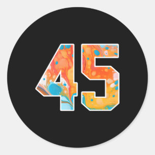 Sticker Rond 45 Numéros D'Équipe De Sport Colorés Avant Et Arri