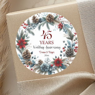 Sticker Rond 45e anniversaire de mariage saphir Elégant Hiver