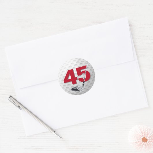 Sticker Rond 45e anniversaire Golf Ball Design (Enveloppe)