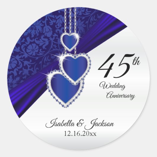 Sticker Rond 45e Sapphire Mariage Anniversaire Design (Devant)
