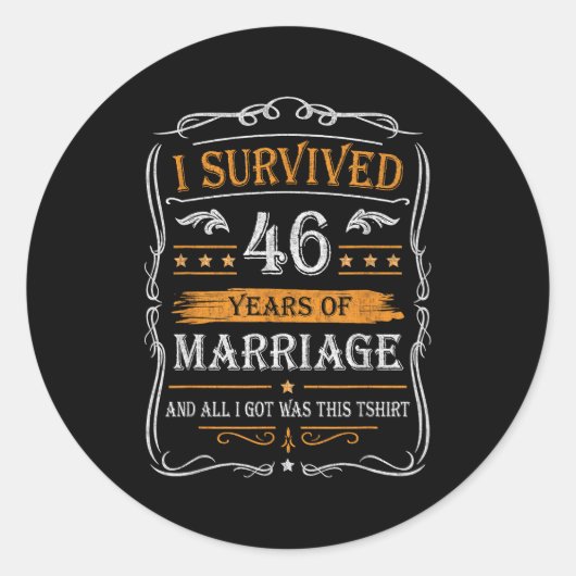 Sticker Rond 46th Wedding Anniversary Shirt Couples Husband Wif (Devant)