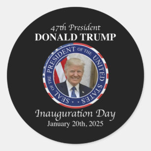 Sticker Rond 47 Jour de l'investiture du président Donald Trump