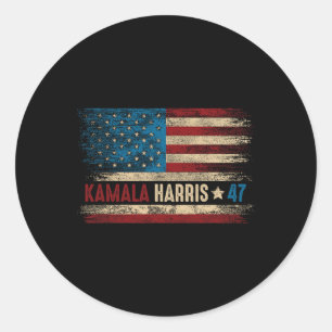 Sticker Rond 47 Pour le président américain Drapeau Kamala Harr