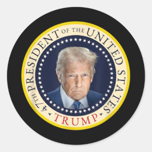 Sticker Rond 47e Président Trump Sceau de Portrait Officiel 4e 
