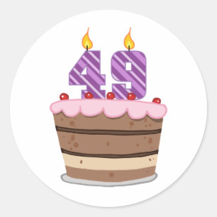 Sticker Rond 49 ans sur le gâteau d'anniversaire
