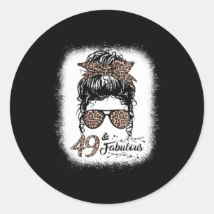 Sticker Rond 49 Fabuleux Messy Bun Leopard 49E