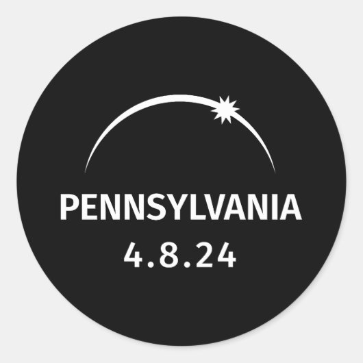 Sticker Rond 4.8.24 Éclipse solaire Pennsylvanie (Devant)