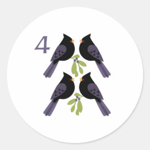 Sticker Rond 4 Appels d'oiseaux