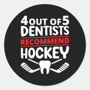 Sticker Rond 4 dentistes sur 5 recommandent l'hockey sur glace