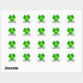 Sticker Rond 4 feuilles de trèfle, Bonne chance ! (Feuille)