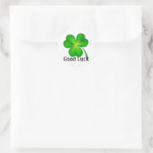 Sticker Rond 4 feuilles de trèfle, Bonne chance ! (Sac)