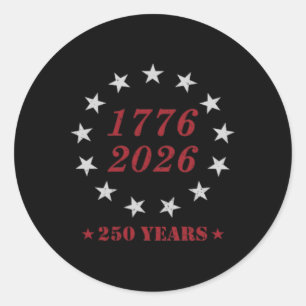 Sticker Rond 4 juillet 1776 2026 États-Unis 250 ans patriotique