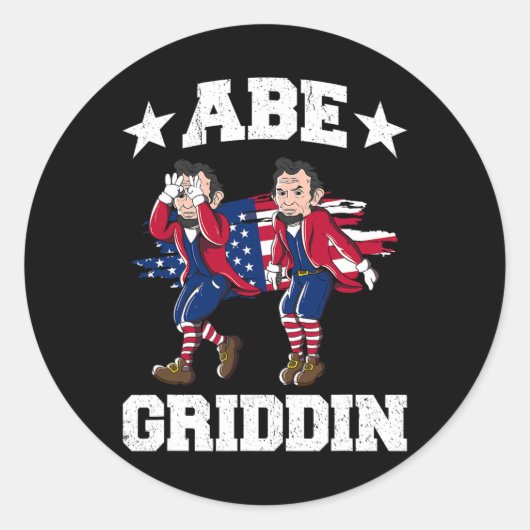 Sticker Rond 4 juillet Abraham Lincoln Griddy Abe Griddin (Devant)