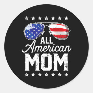 Sticker Rond 4 juillet All American Mom Sungles Family