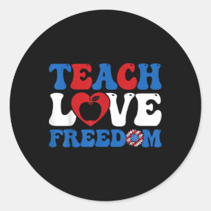 Sticker Rond 4 juillet Apprendre Amour Liberté Usa Drapeau Amér