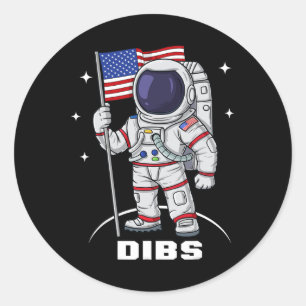 Sticker Rond 4 juillet astronaute USA American Flag Fun Patrio