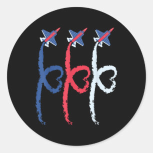 Sticker Rond 4 juillet avion Coeur de combat patriotique Usa F