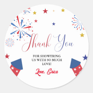 Sticker Rond 4 juillet Baby shower de l'indépendance Merci