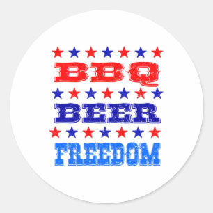 Sticker Rond 4 juillet Bbq Beer Freedom Shirt America Fière Ame