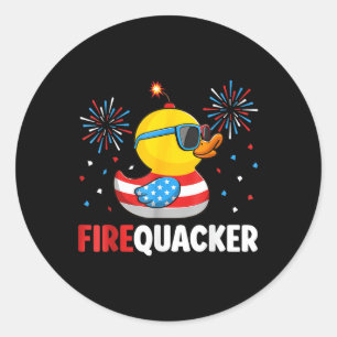 Sticker Rond 4 juillet Canard Firequacker Patriotique Quatrième