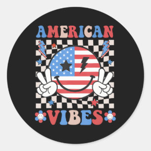 Sticker Rond 4 juillet Chemise Femmes Hommes Enfants Vibes Amér