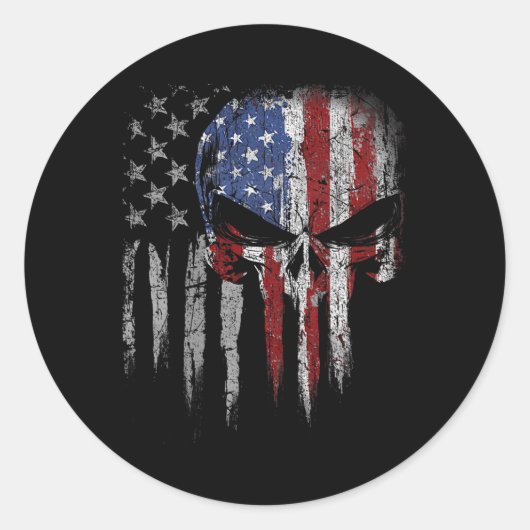 Sticker Rond 4 juillet Chemise Pour Femmes Hommes Drapeau Améri (Devant)