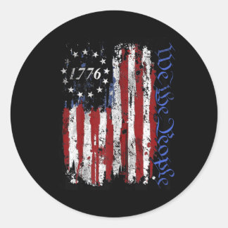 Sticker Rond 4 juillet Chemises Nous Le Peuple 1776 Usa Drapeau
