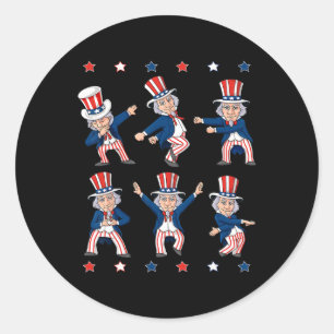 Sticker Rond 4 juillet Dancing Oncle Sam Boys Kids USA Patrio