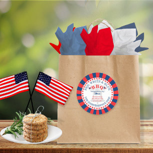 Sticker Rond 4 juillet de barbecue rouge, blanc et bleu