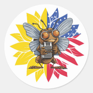 Sticker Rond 4 juillet de tournesol du Canada Harmonica