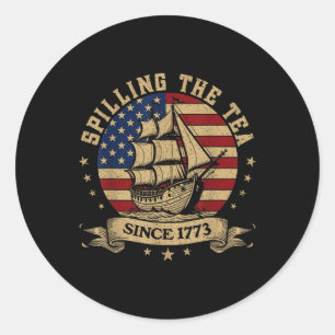 Sticker Rond 4 juillet Déverser Le Thé Depuis 1773 Historique T