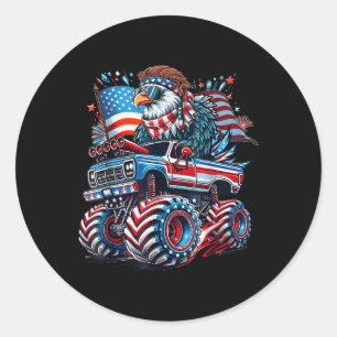 Sticker Rond 4 juillet Drapeau américain aigle chauve patriotiq