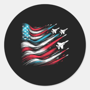Sticker Rond 4 juillet Drapeau Américain Patriotique Usa Pour M