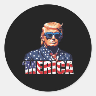 Sticker Rond 4 juillet Drapeau américain Trump Vintage