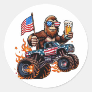 Sticker Rond 4 juillet drôle Chemise, USA 4 juillet Chemise Hom