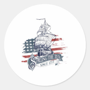 Sticker Rond 4 juillet Drôle De Déverser Le Thé Depuis 1773 Qua